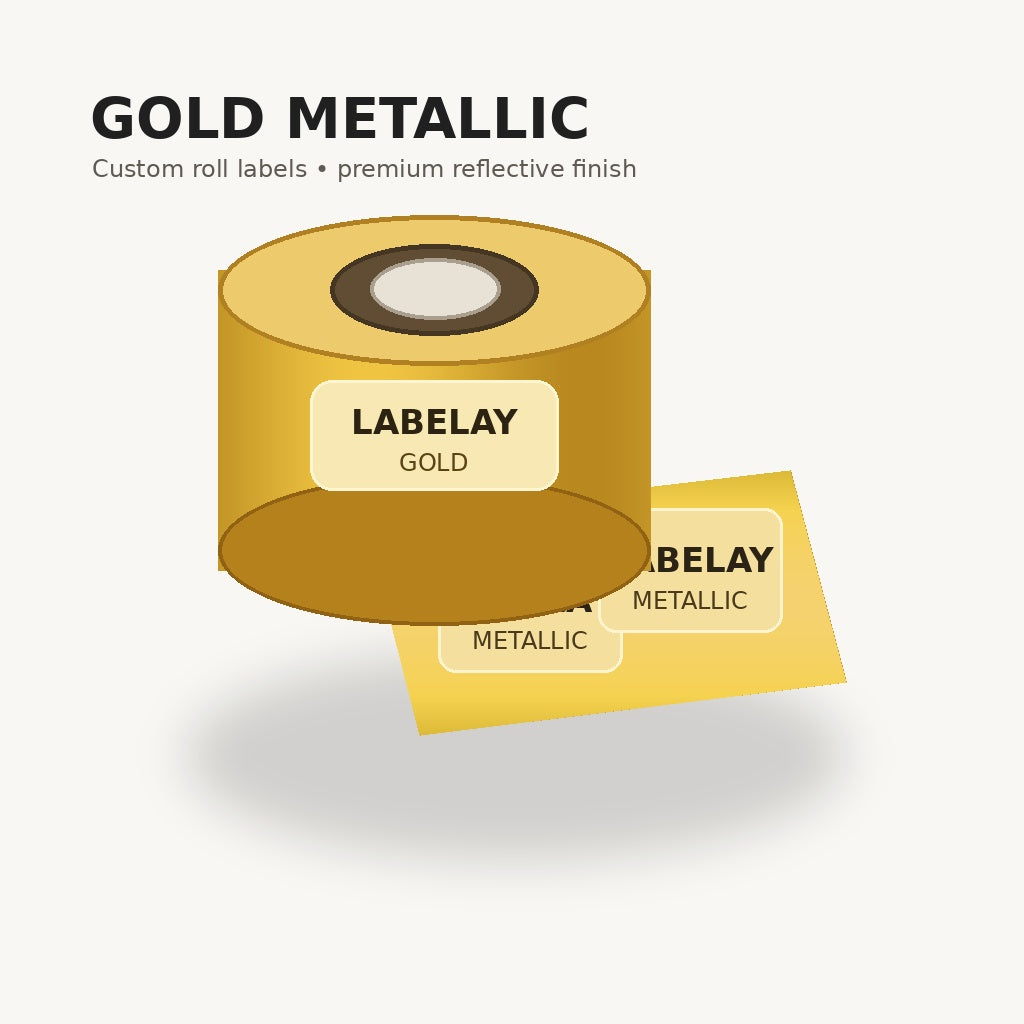 Custom gold metallic roll labels sample