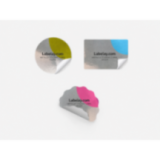 Reflective silver metallic label material and printed finish