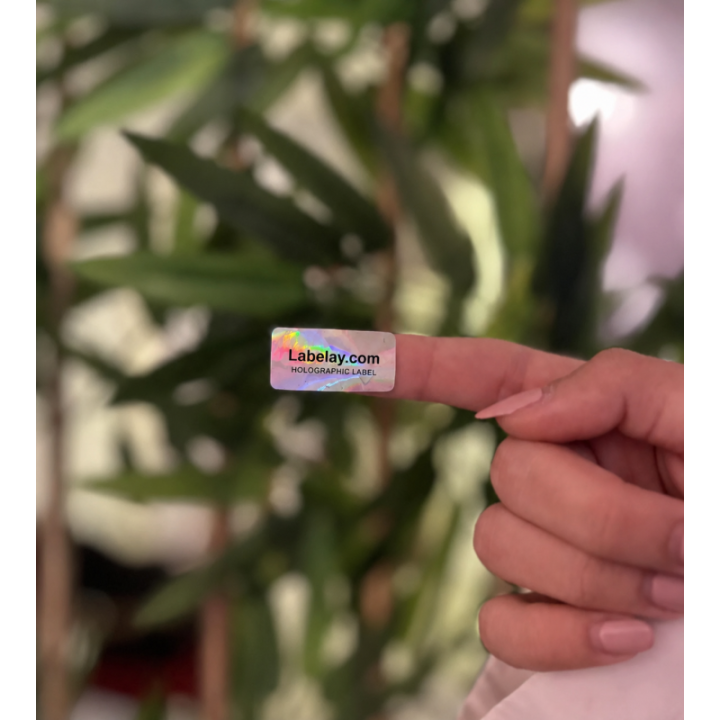 Holographic roll label material detail for product packaging