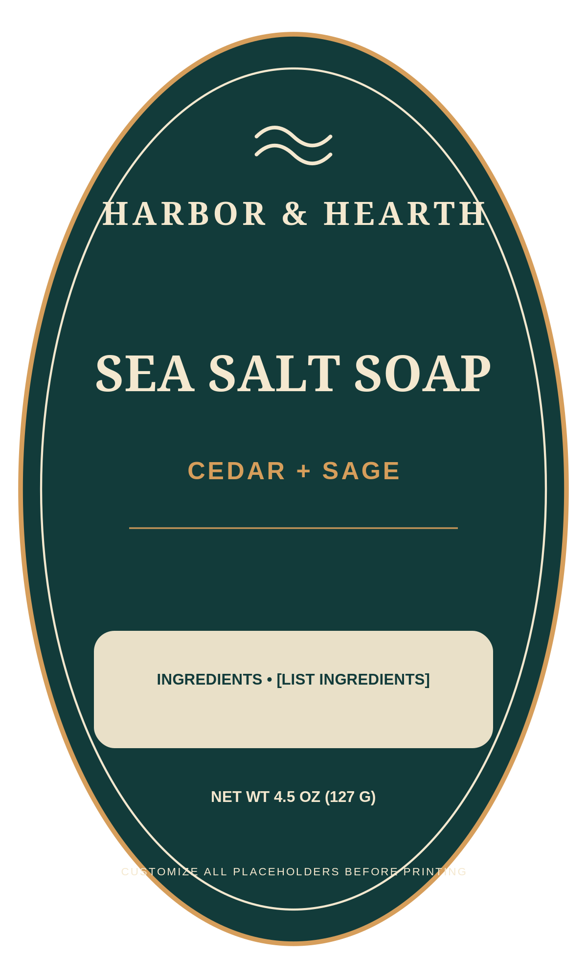 Harbor & Hearth Artisan Soap ready label template