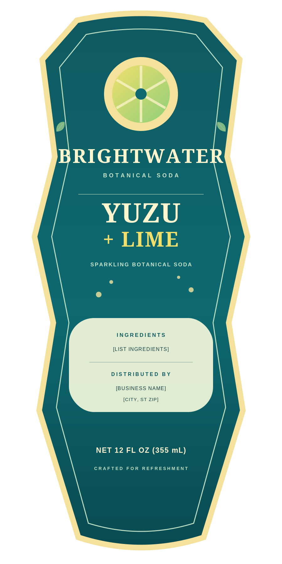 Brightwater Botanical Soda ready label template