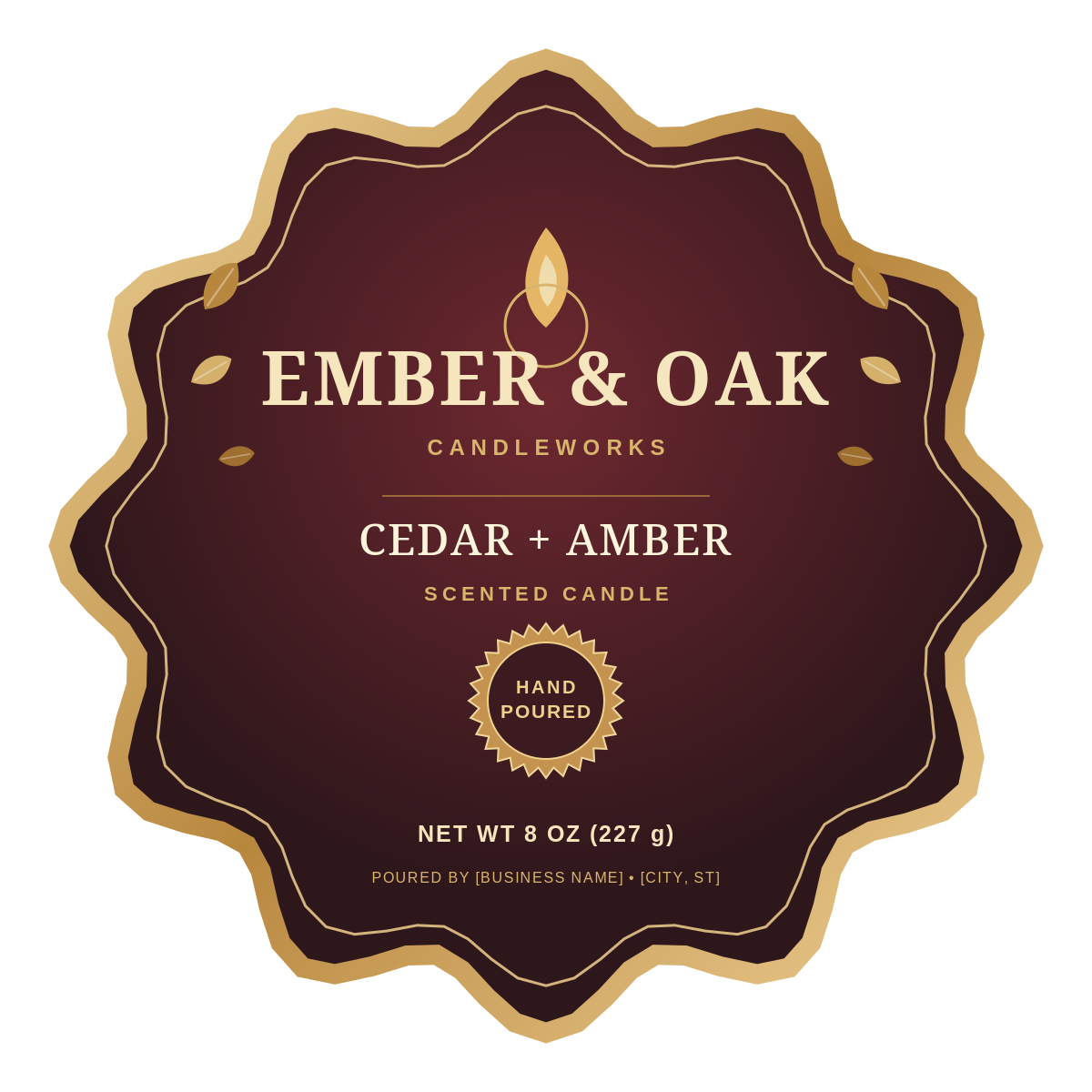 Ember & Oak Candle Seal ready label template