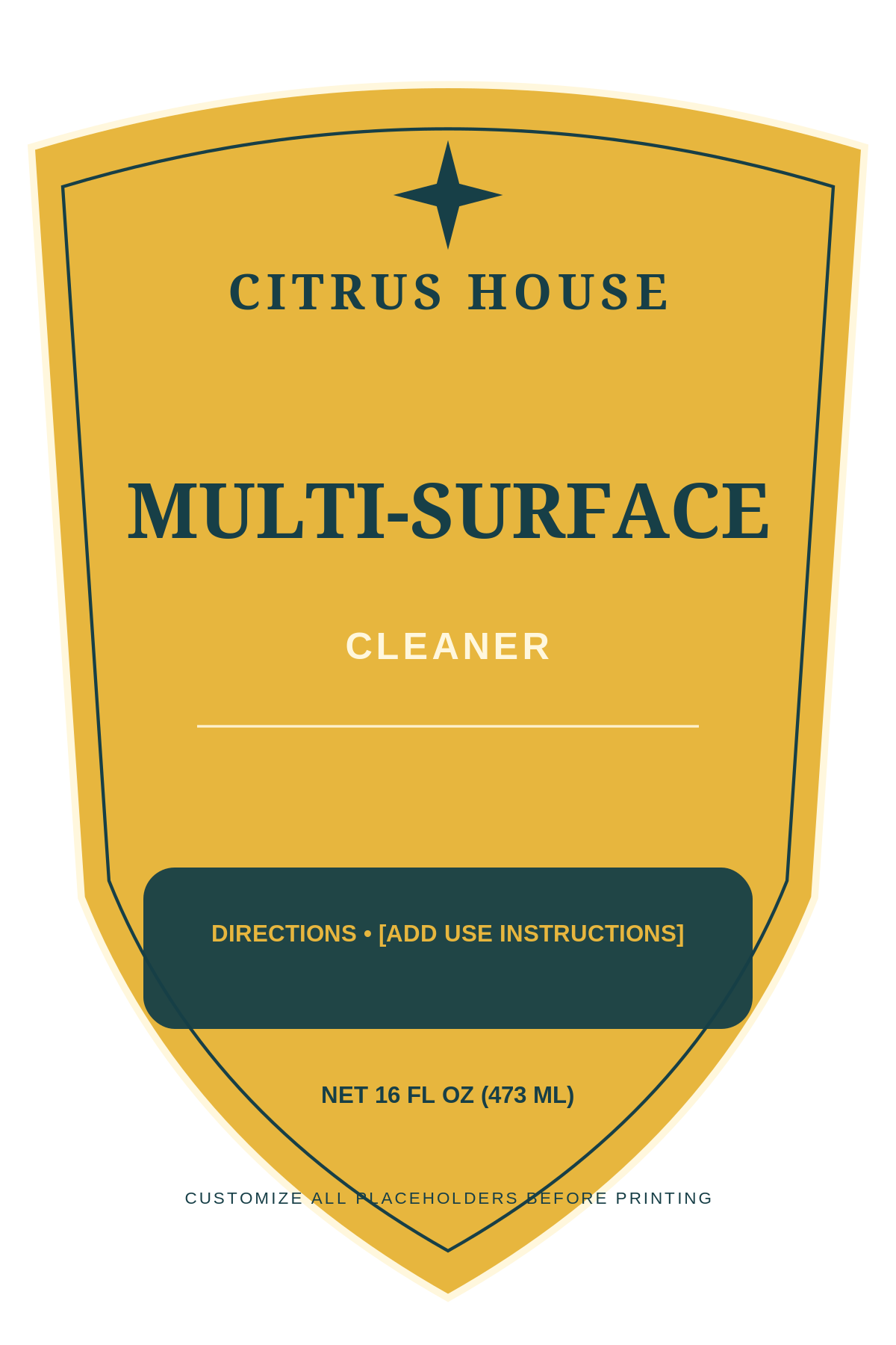 Citrus House Multi-Surface Cleaner ready label template