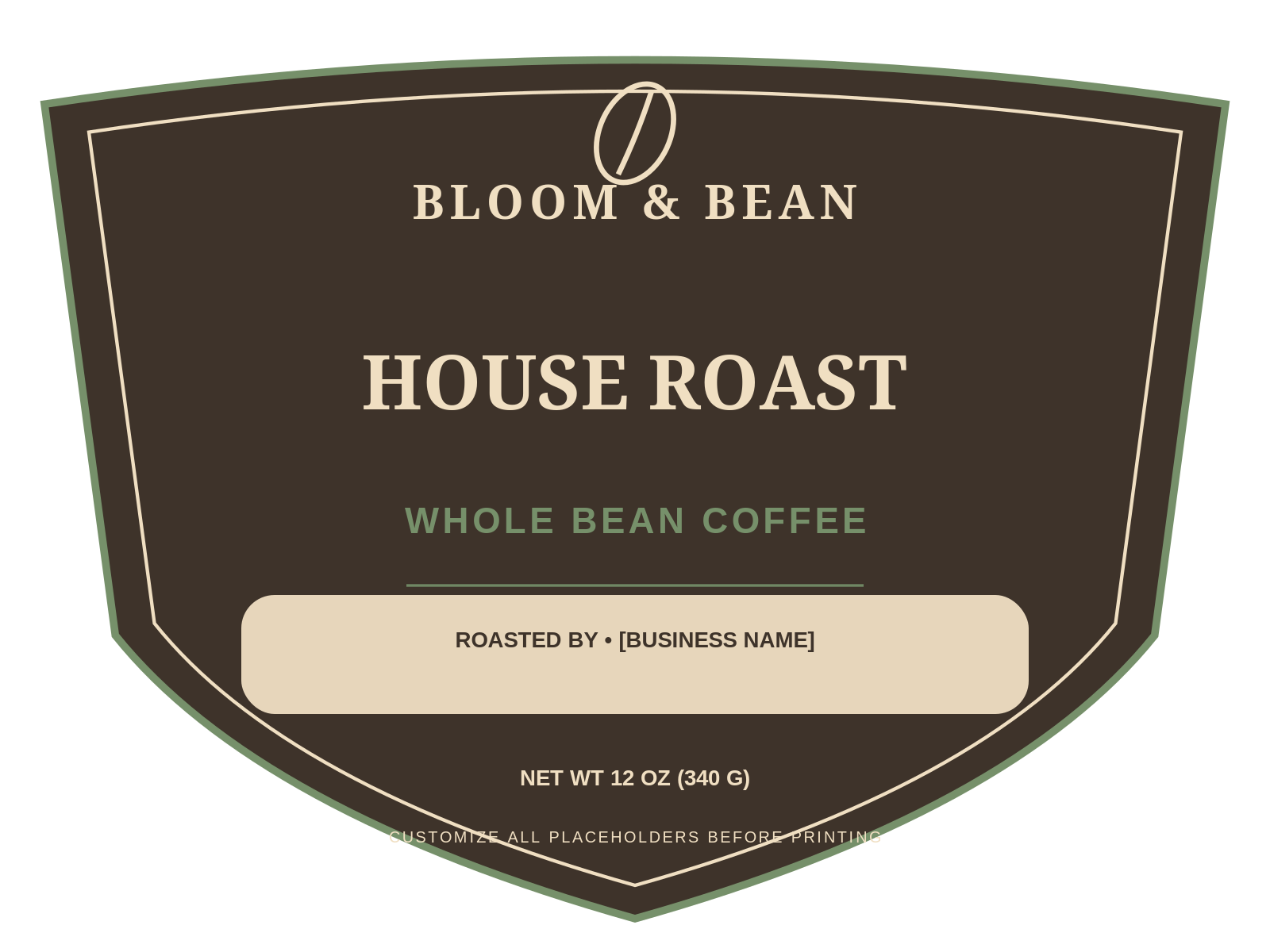 Bloom & Bean Coffee Bag ready label template