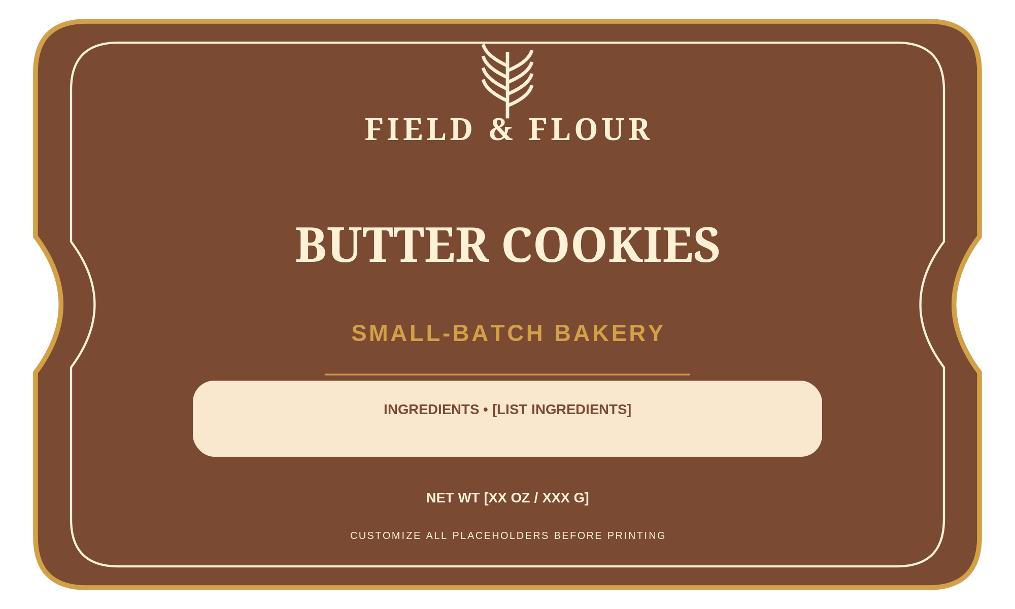 Field & Flour Cookie Box Seal ready label template