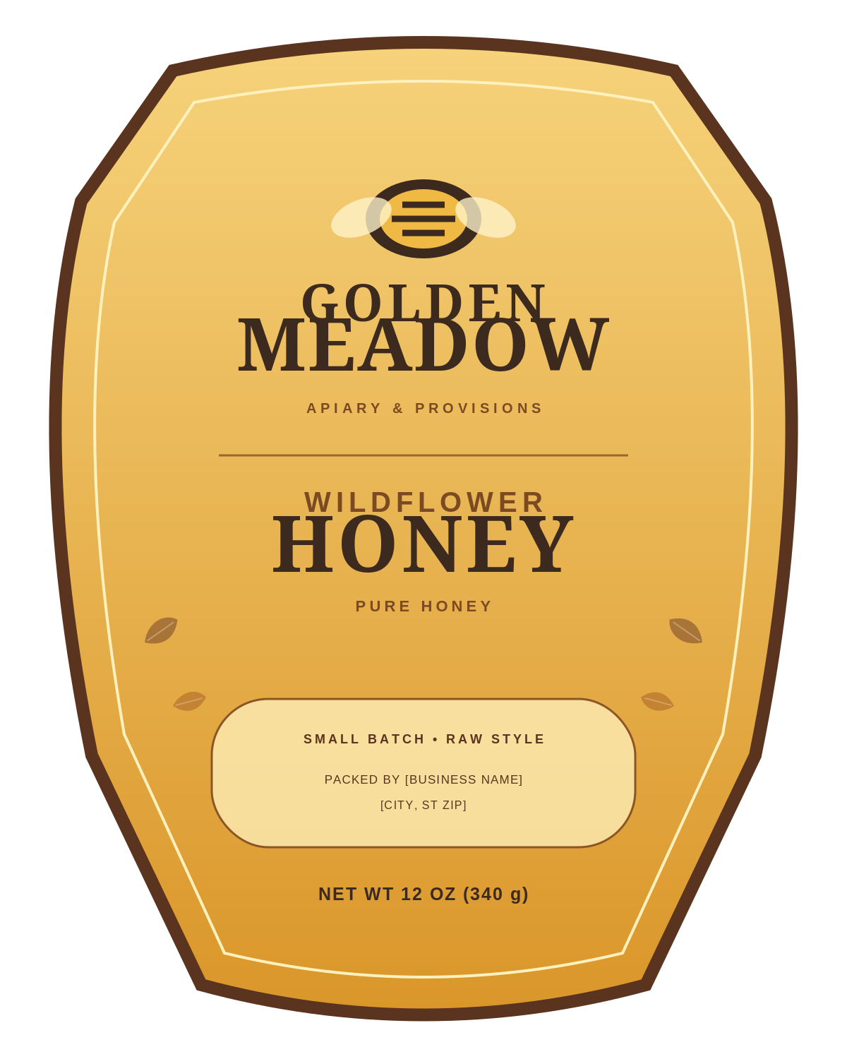 Golden Meadow Wildflower Honey ready label template