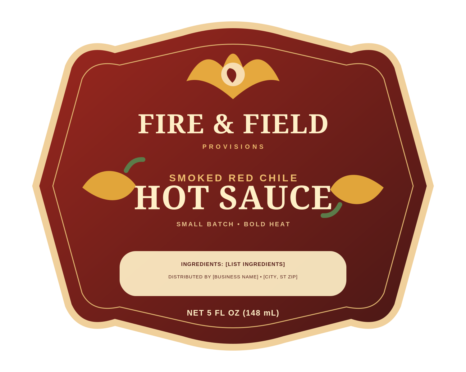 Fire & Field Hot Sauce ready label template