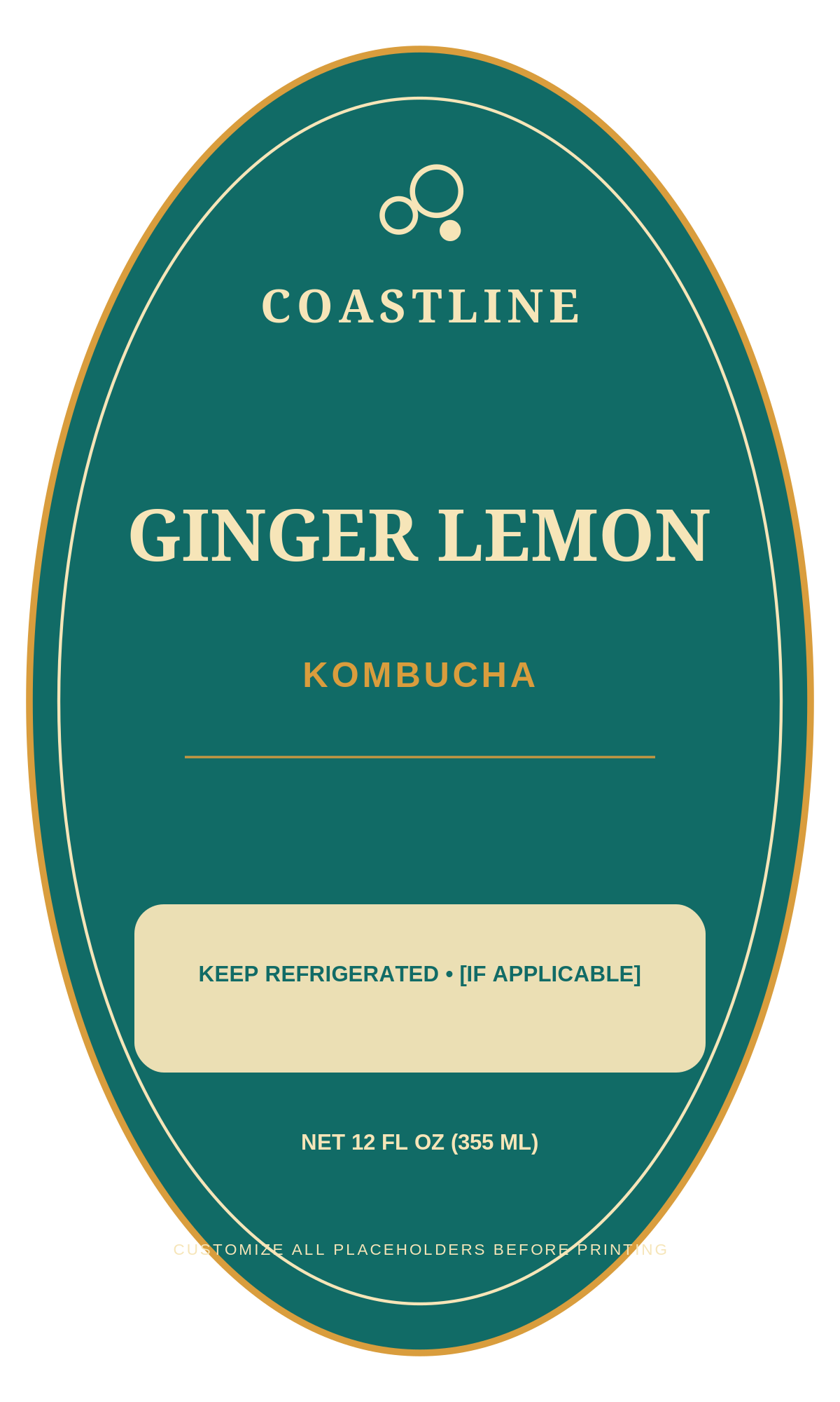 Coastline Ferments Kombucha ready label template