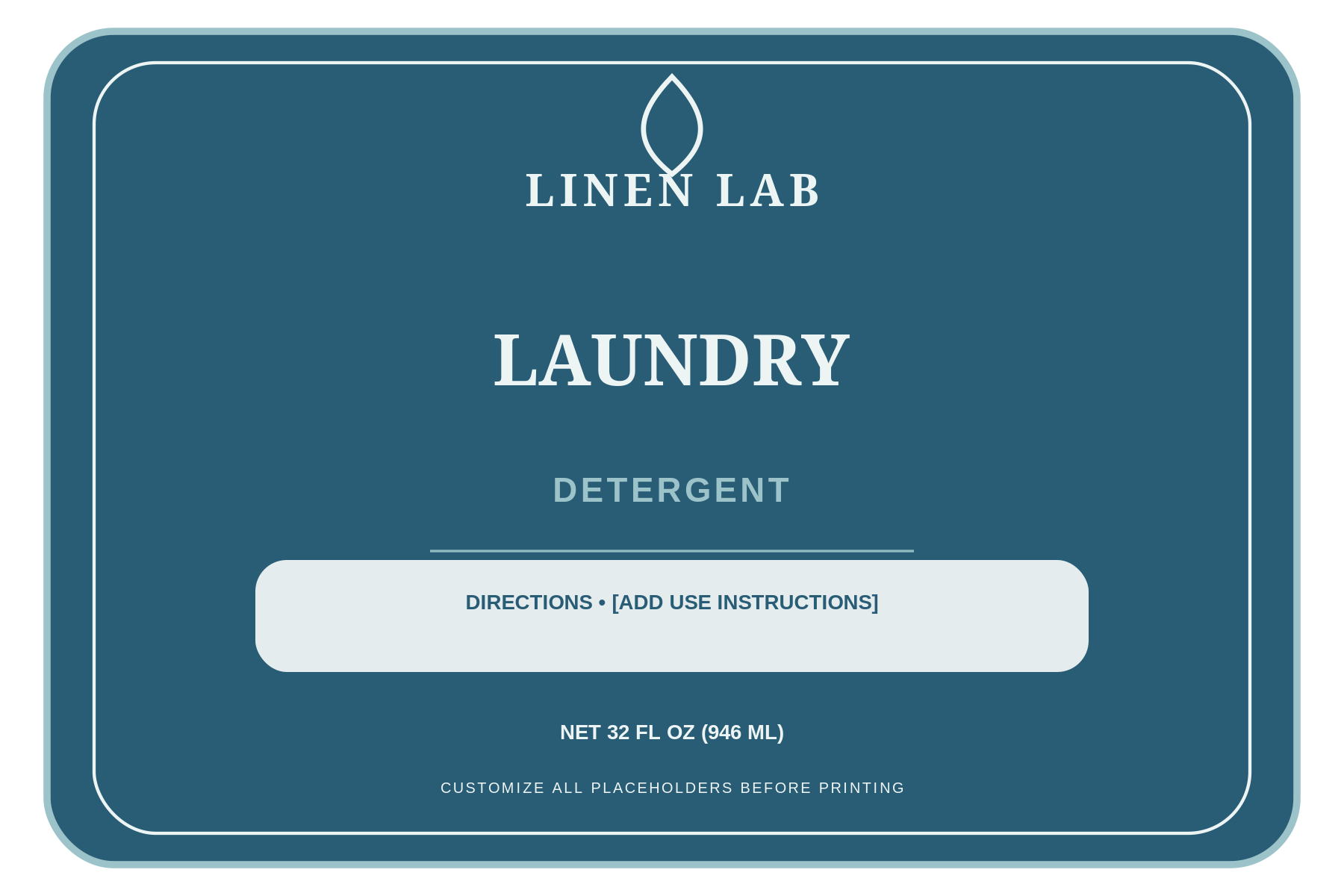 Linen Lab Laundry Detergent ready label template