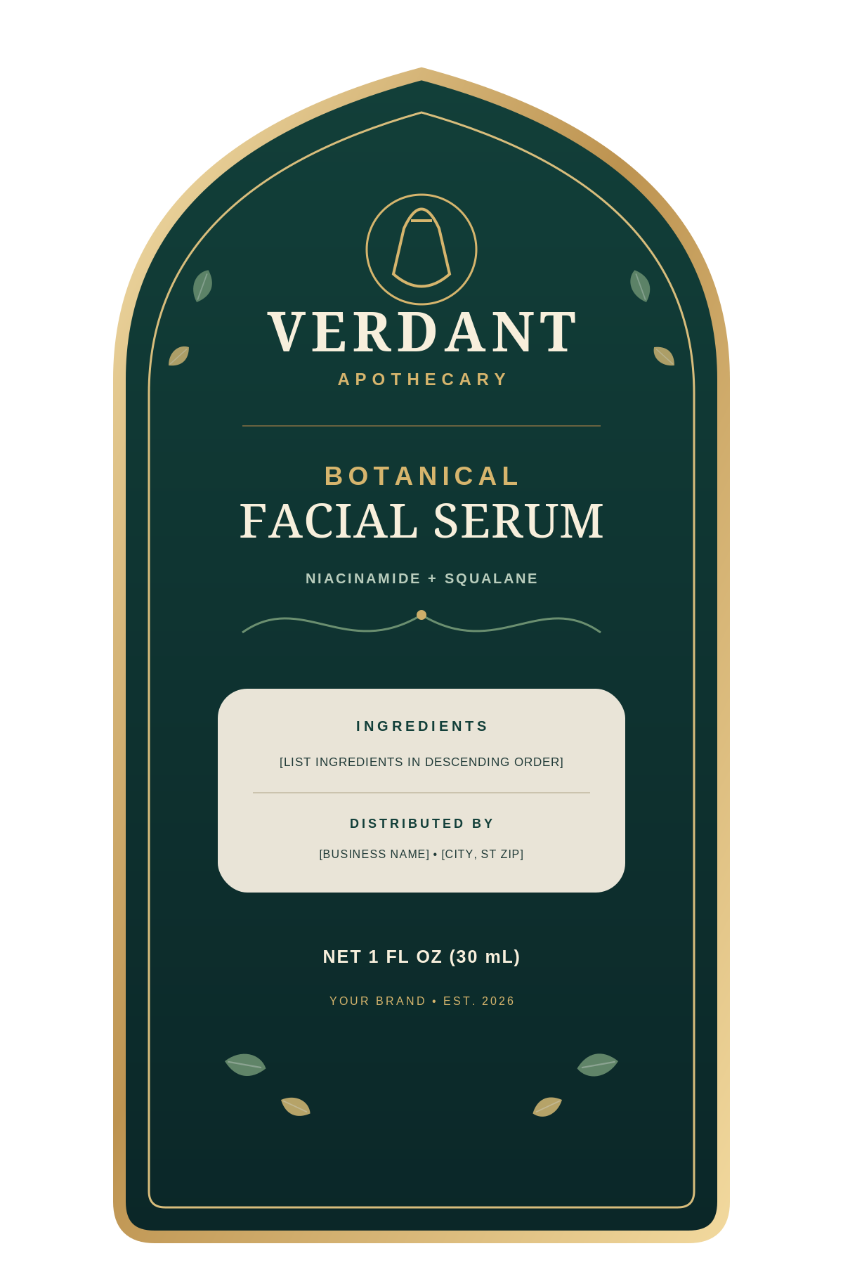 Verdant Apothecary Serum ready label template